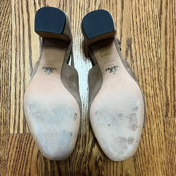Prada Shield Suede Calzature Donna Camoscio Slingback Heels - Picture 9 of 9